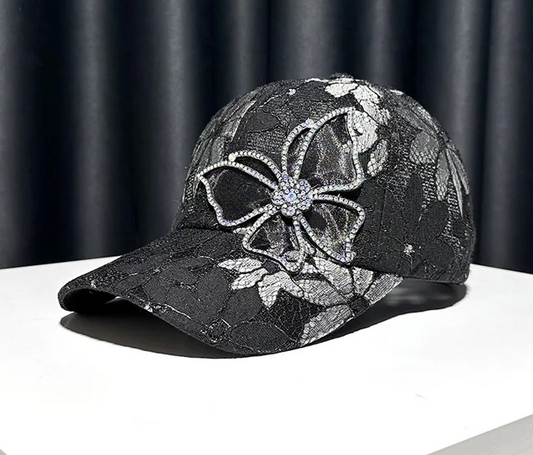 Casquette avec Papillon en Strass  Noir