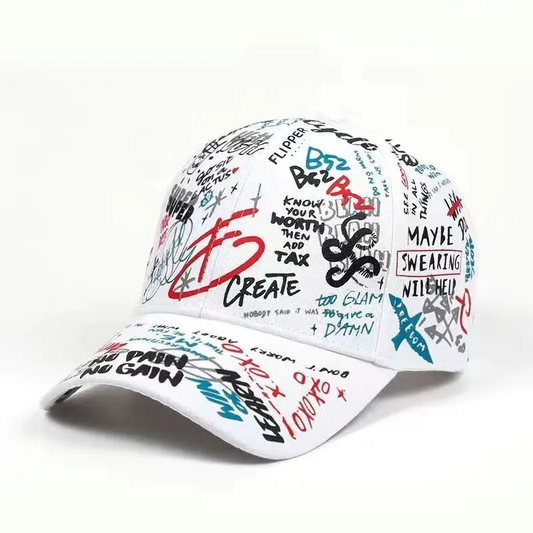 Casquette à Motif Graffiti  Blanc