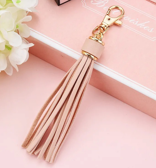 Porte-clé à Franges en cuir Artificiel   Rose nu