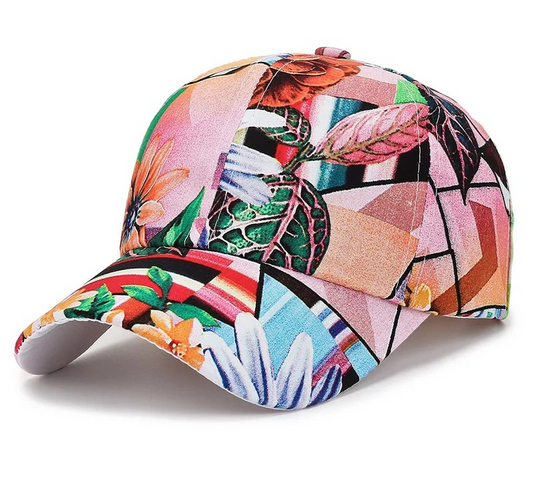 Casquette Motif Fleuri  Rose