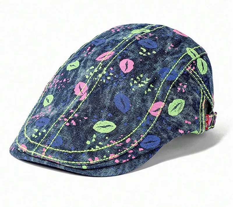 Casquette béret  Bleu foncé  avec motif